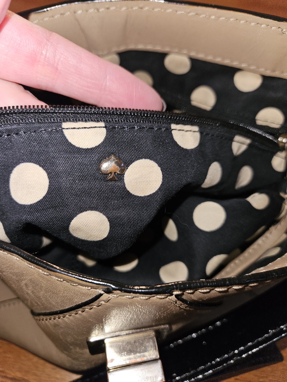 kate spade Two-Tone Black Patent and Beige Satchel - Picture 5 of 16
